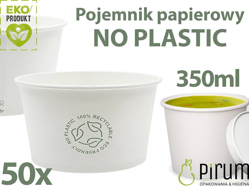 EKO Pojemnik 350ml PAP BIAŁY 115mm 88358 LN 50szt 