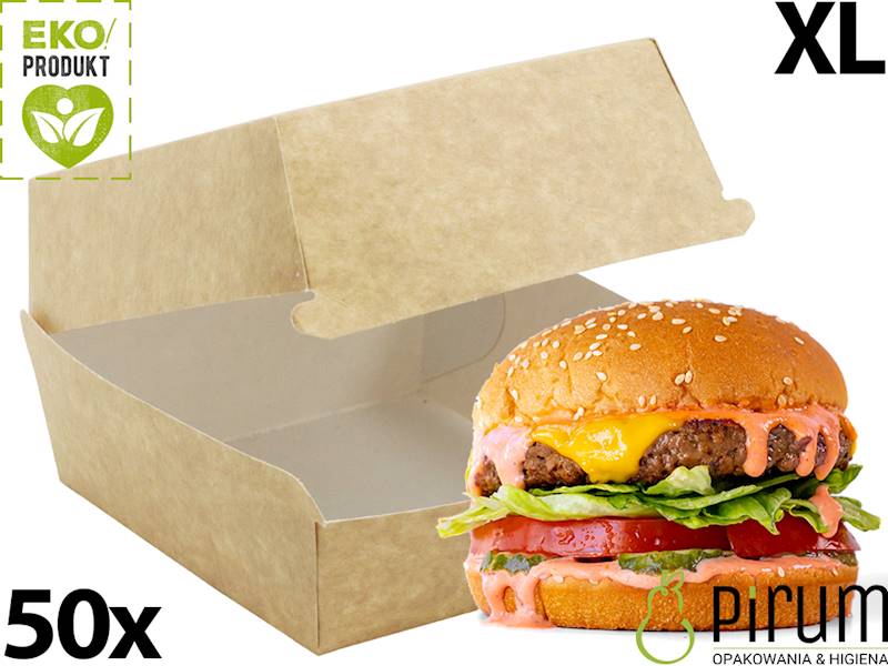 Burger Box XL BIAŁO- BRĄZOWY PAP CKB Kram 50szt