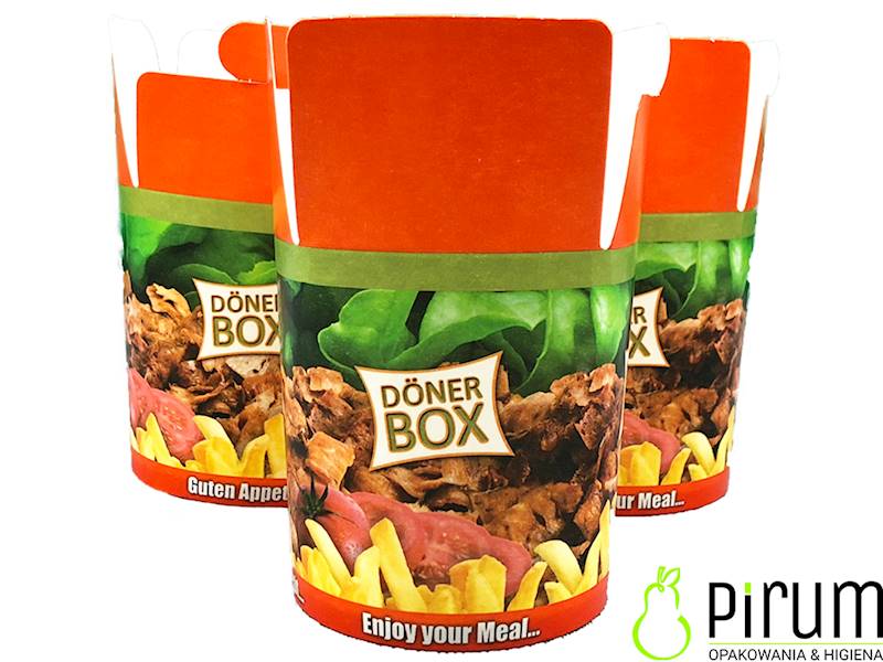 $ Doner Box 1000ml 32oz PAP/PE Food Box 25szt