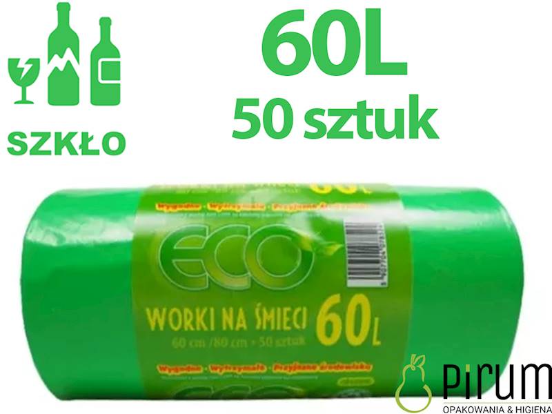 Worki na Odpady 60L LD ZIELONE ECO 50szt.