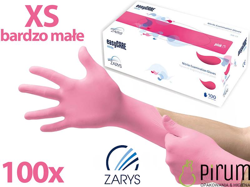 Zarys Rękawice XS Nitrylowe EasyCare PINK 100szt