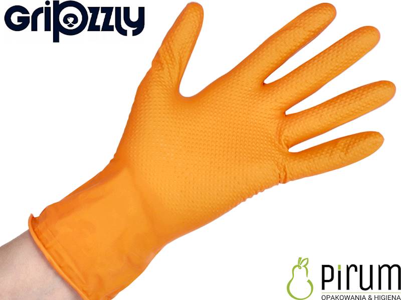 Rękawice M Nitrylowe GRIPZZLY Pomarańczowe 50szt