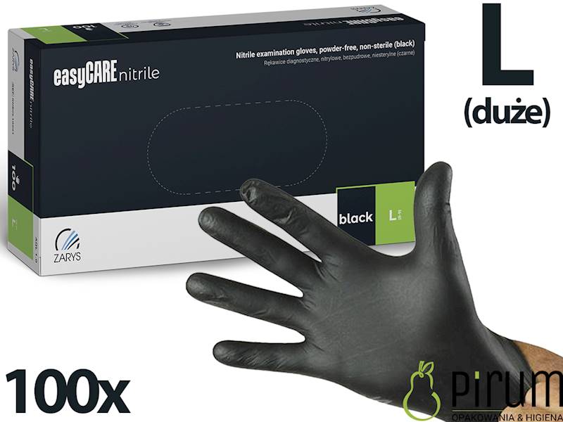 Zarys Rękawice L BLACK Nitrylowe EasyCare 100szt
