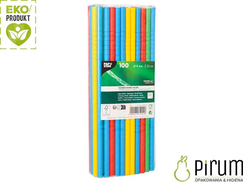 Słomki 8x250 PAP ŁAMANE KOLOR Papstar 100szt