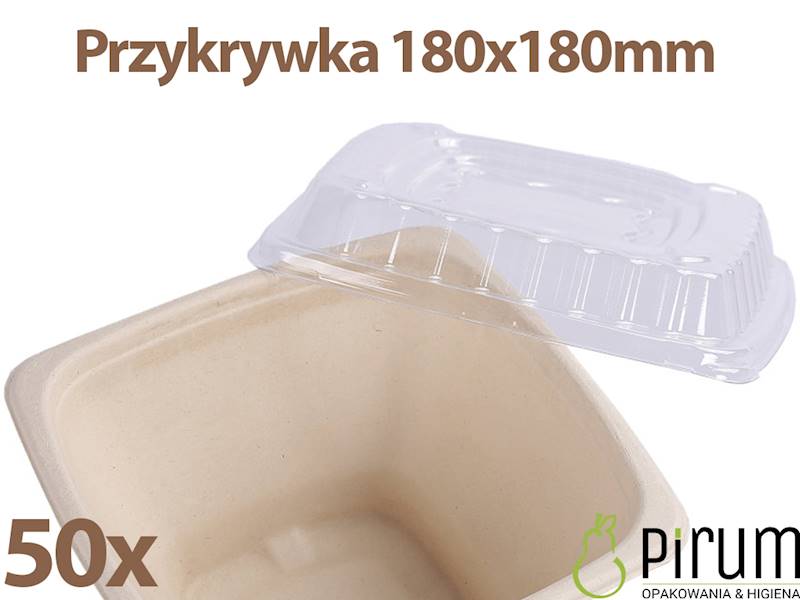 Przykrywka 180x180mm PET do Miski z Trzciny 50szt 