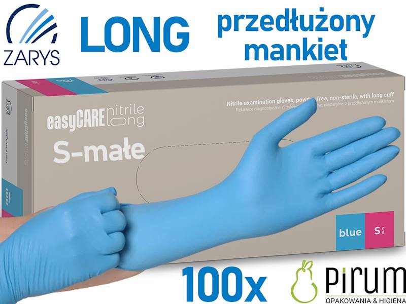 Zarys Rękawice S BLUE LONG Nitrile EasyCare 100szt