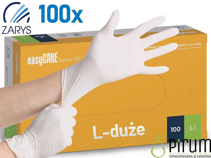 Zarys Rękawice L LATEX PF EasyCARE 100szt