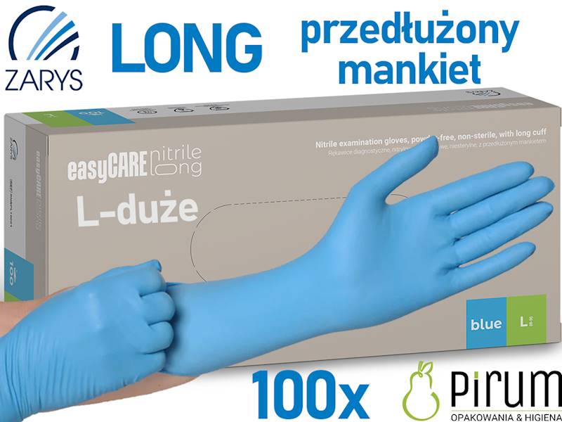 Zarys Rękawice L BLUE LONG Nitrile EasyCare 100szt