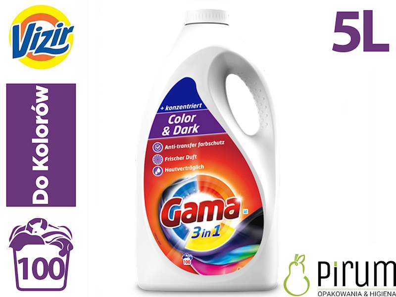 GAMA 5L COLOR& DARKS 3w1 Vizir Żel do Prania 100W