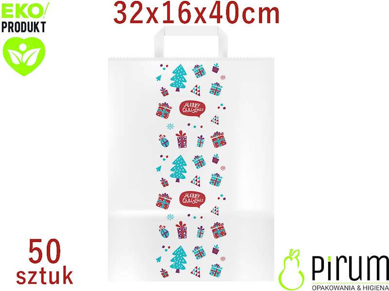 Torba 320x160x400 BIAŁA Ucho P^ CHRISTMAS 50szt