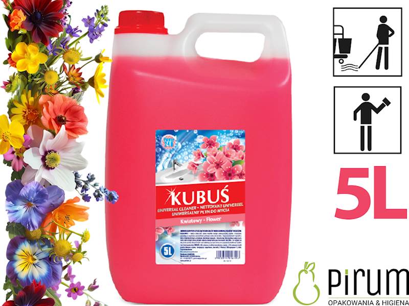 KUBUŚ 5L Płyn Uniwersalny KWIATOWY Czerwony