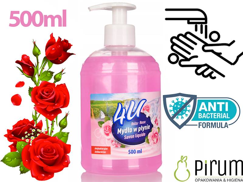 4U 500ml Mydło w Płynie RÓŻA- Dozownik