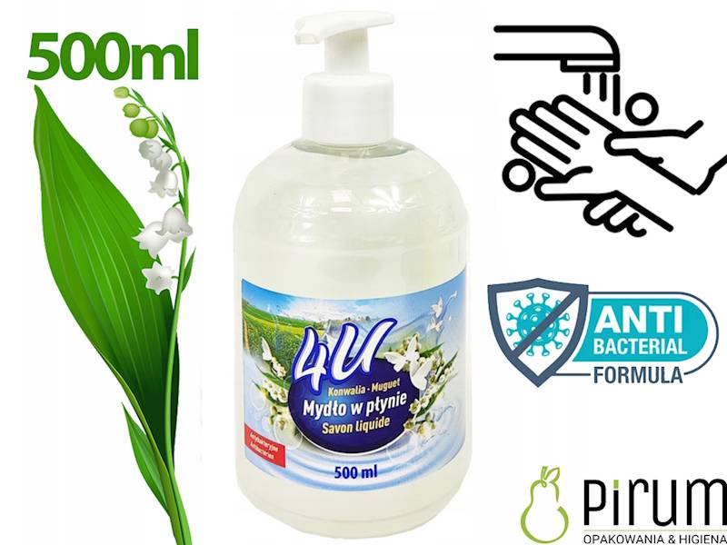 4U 500ml Mydło w Płynie KONWALIA- Dozownik