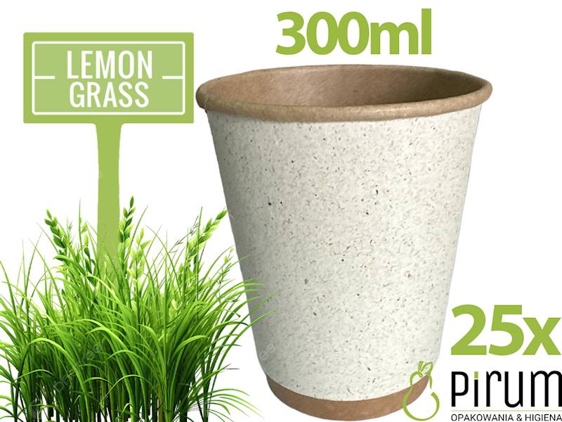 $ Kubek 300ml PAP/PE 2W 90mm ECO GRASS 25szt 