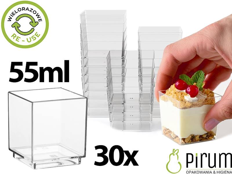 Fingerfood 55ml PS KWADRAT 45945 REUSE 30szt