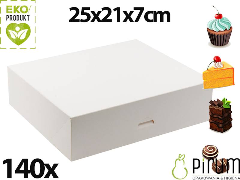 Pudełko PAP 250x210x70 BIAŁE Ciasto 140szt