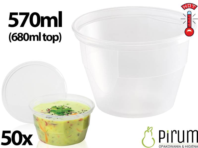 Pojemnik 570ml PP 127mm BEZBARWNY 50szt B230043