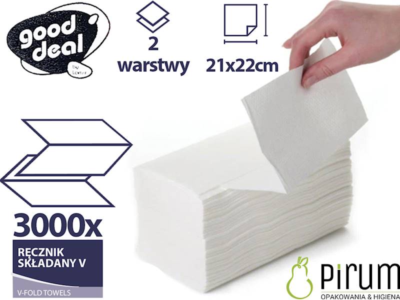 GOOD DEAL Ręcznik Składany ZZ Biały 2w 3000szt