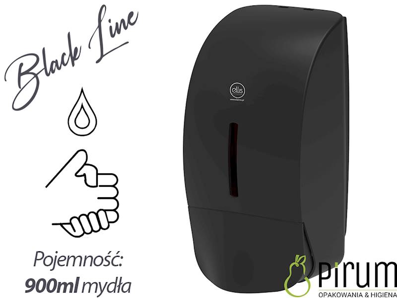 Ellis Dozownik 900ml CZARNY MAT do Mydła w PŁYNIE
