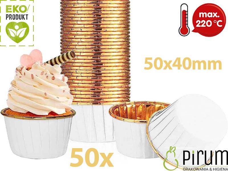 Papilotki 50x40mm PAP/ALU BIAŁO-ZŁOTE 50szt