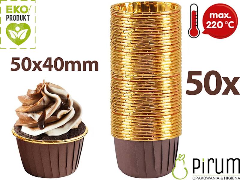 Papilotki 50x40mm PAP/ALU BRAZOWO-ZŁOTE 50szt