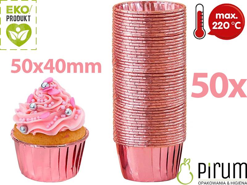 Papilotki 50x40mm PAP/ALU RÓŻOWE 50szt