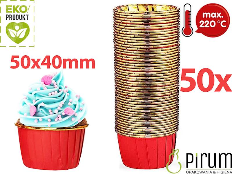 Papilotki 50x40mm PAP/ALU CZERWONO-ZŁOTE 50szt