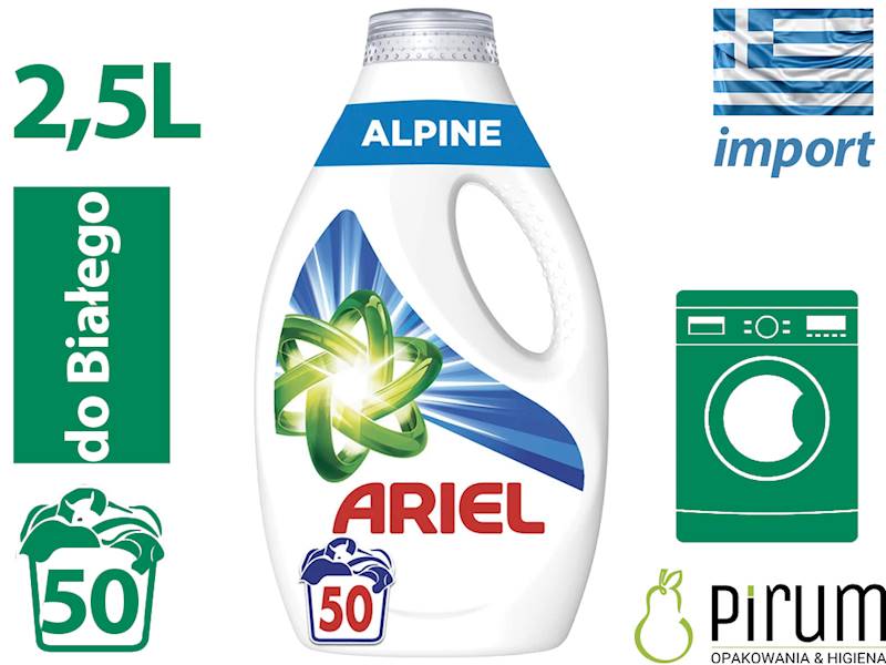Ariel 2,5L Płyn do Prania Białego ALPINE 50w