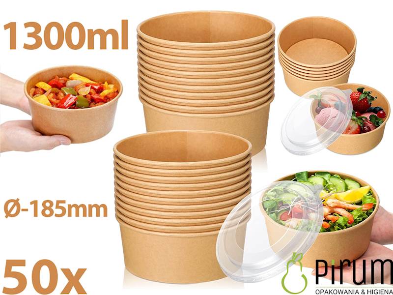 $ Miska 1300ml PAP KRAFT 185mm 50szt Papstar 45573