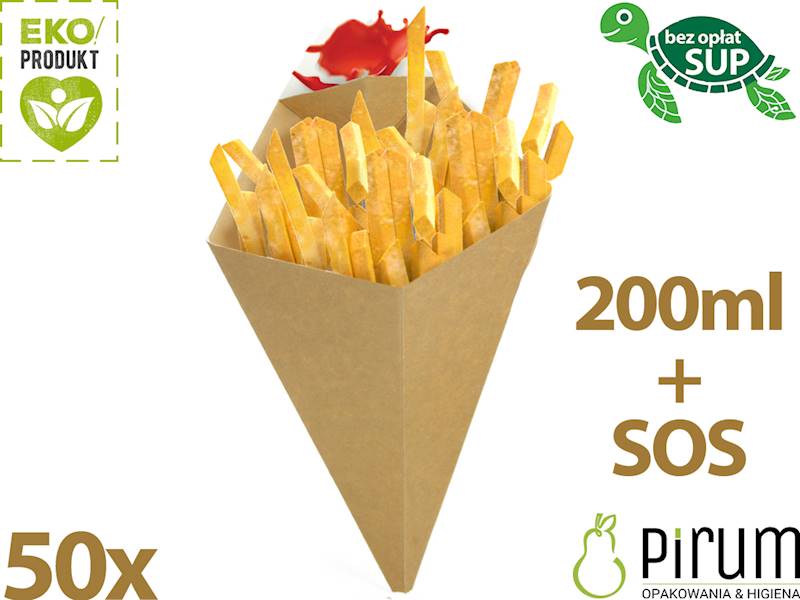 Rożek 200ml PAP BRĄZ 100g + SOS Frytki Eco 50szt