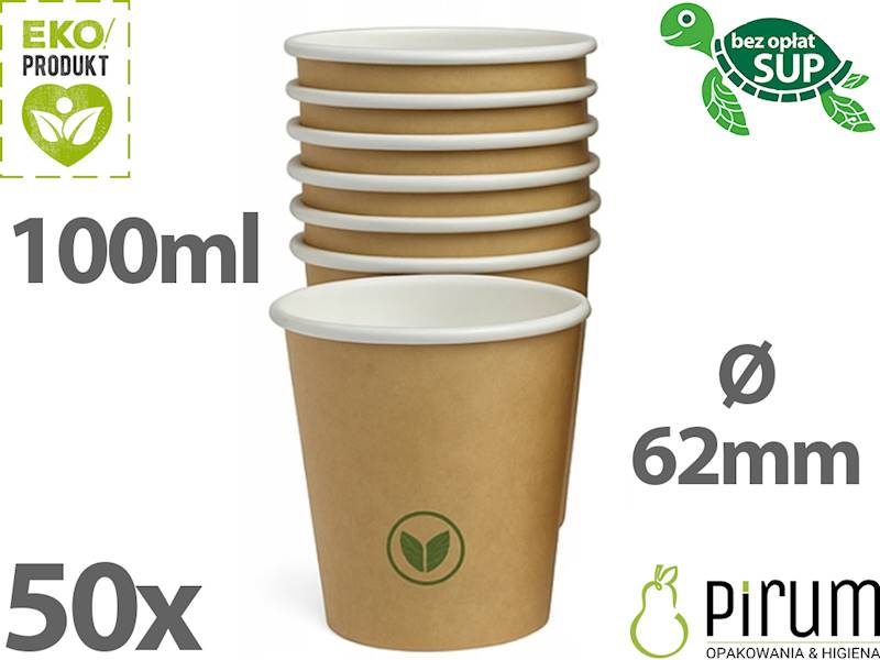 EKO Kubek 100ml 62mm KRAFT Love Nature 50szt 