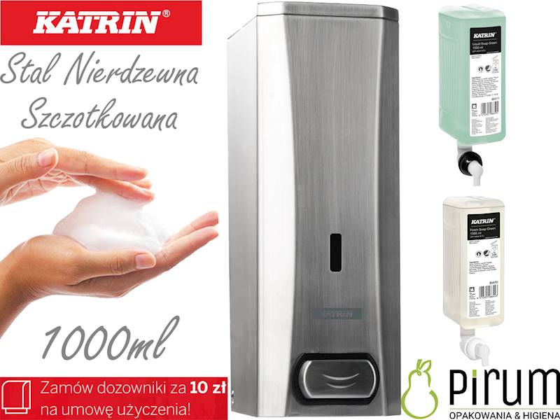 Katrin 993063 Dozownik Mydło 1L STAL NIERDZEWNA