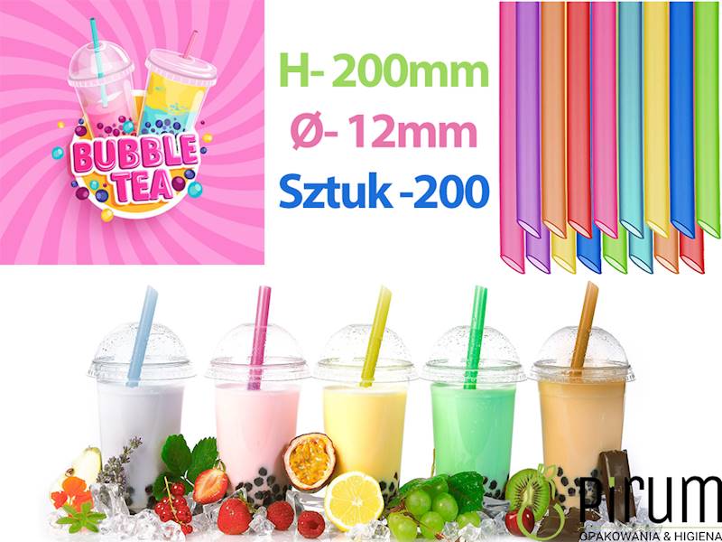 Słomki 12x200 PP PASTE Bubble 46114 Papstar 200szt