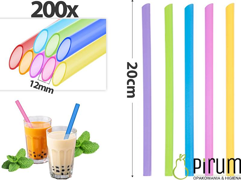 Słomki 12x200 PP PASTE Bubble 46114 Papstar 200szt