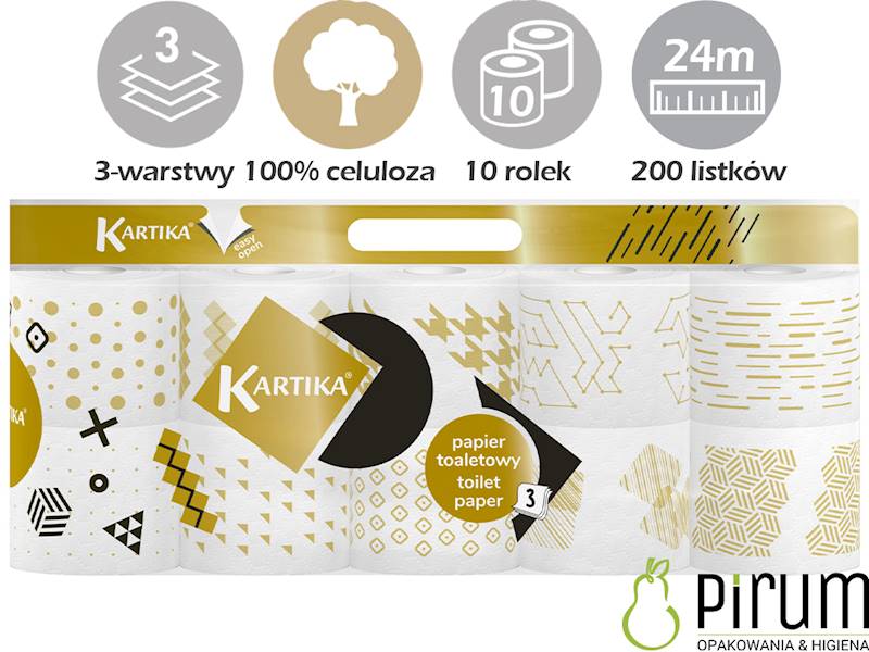 KARTIKA GOLD Papier Toaletowy 3w 24m Nadruk 10szt