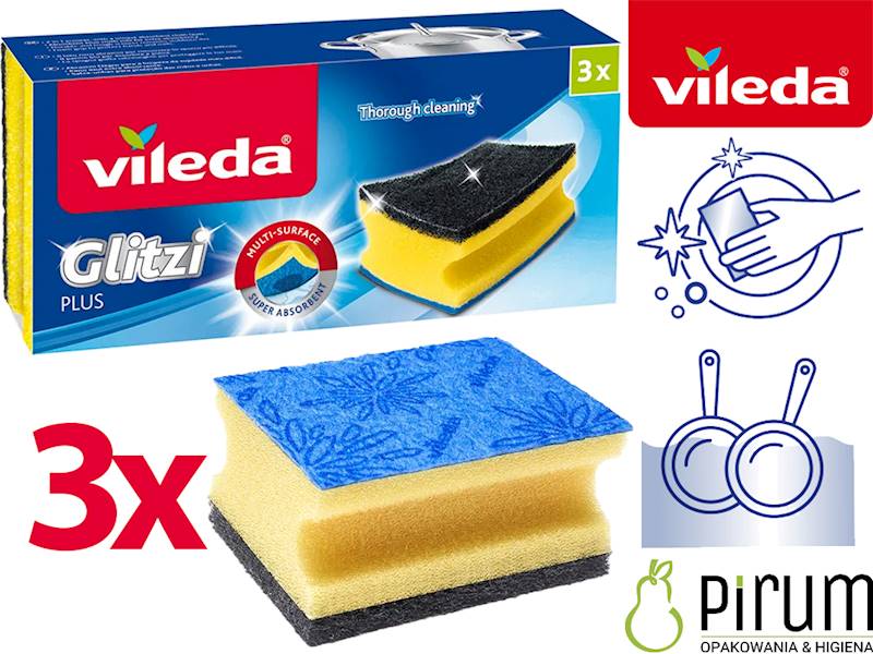 VILEDA GLITZI Plus Zmywak kuchenny 3szt