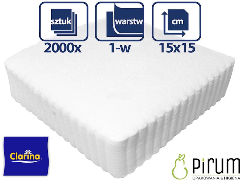 Serwetki 15x15 Białe ZĄBKOWANE CLARINA 2000szt