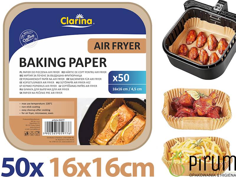 AIR FRYER 16x16cm Kwadrat Wkład 5977 Clarina 50szt