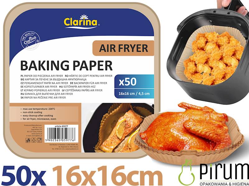 AIR FRYER 16x16cm Kwadrat Wkład 5977 Clarina 50szt