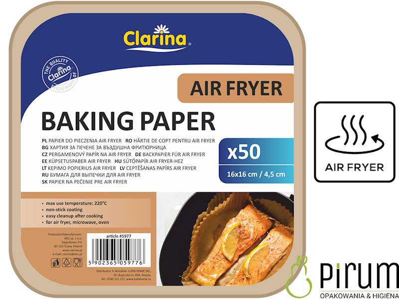 AIR FRYER 16x16cm Kwadrat Wkład 5977 Clarina 50szt