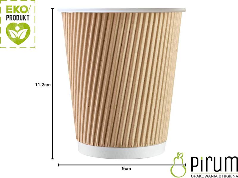 Kubek 300ml PAP 90mm Kraft 3w 88921 RYFLOWANY 25x