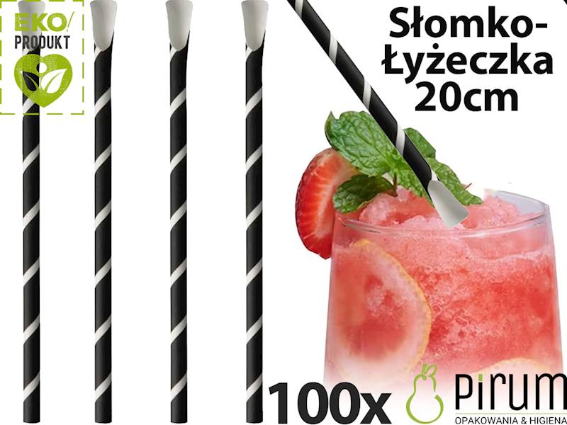 Słomko- Łyżeczki 8x200 PAP CZARNE 87991 100szt