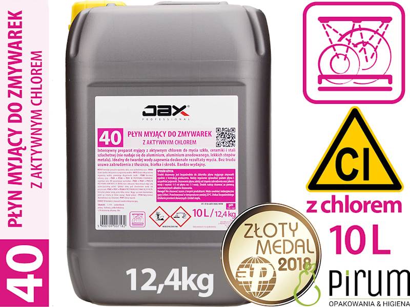 JAX 40" 10L Płyn Myjący z CHLOREM do ZMYWAREK 