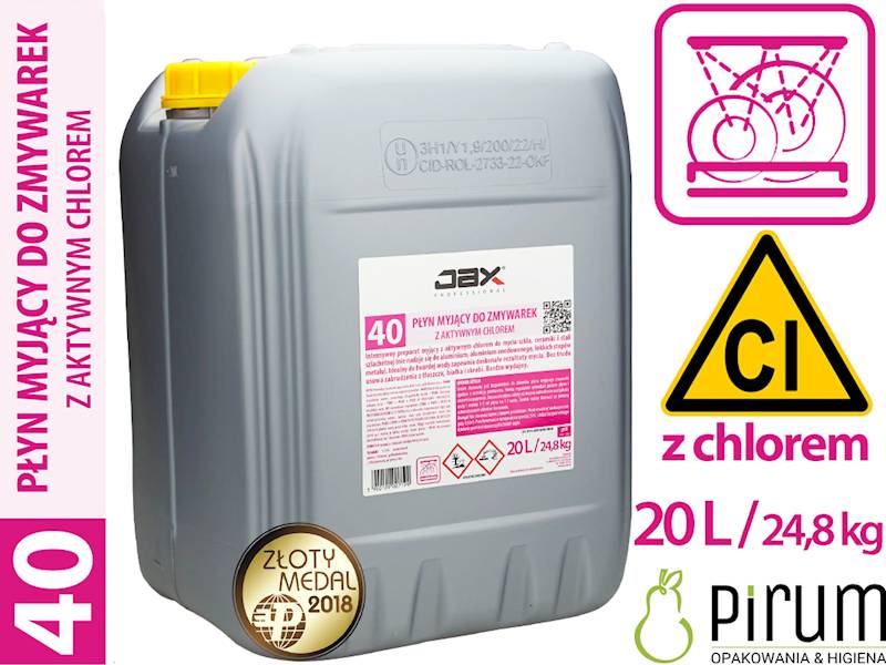JAX 40" 20L Płyn Myjący z CHLOREM do ZMYWAREK 