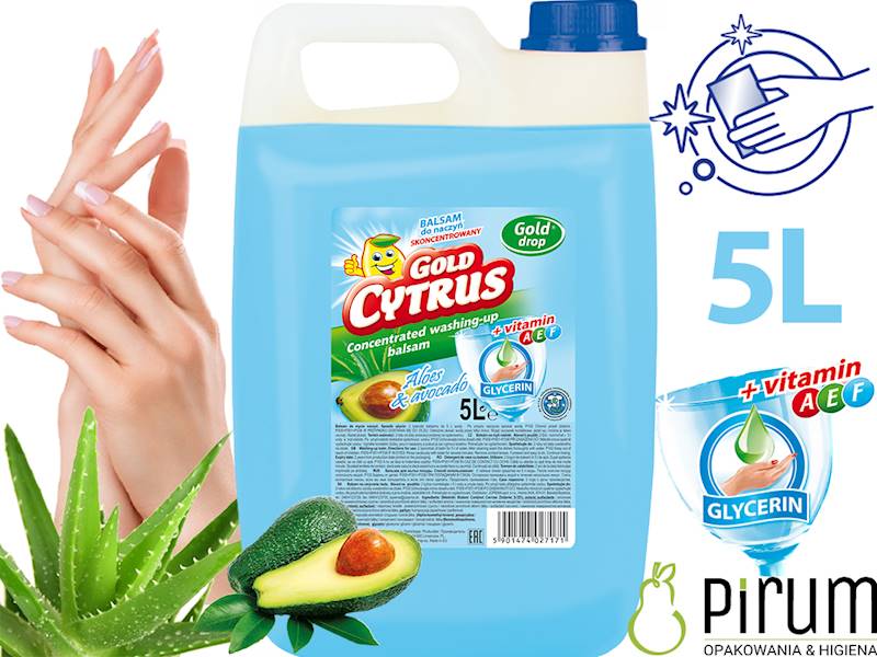 Gold Cytrus 5L BALSAM Płyn do Naczyń Niebieski