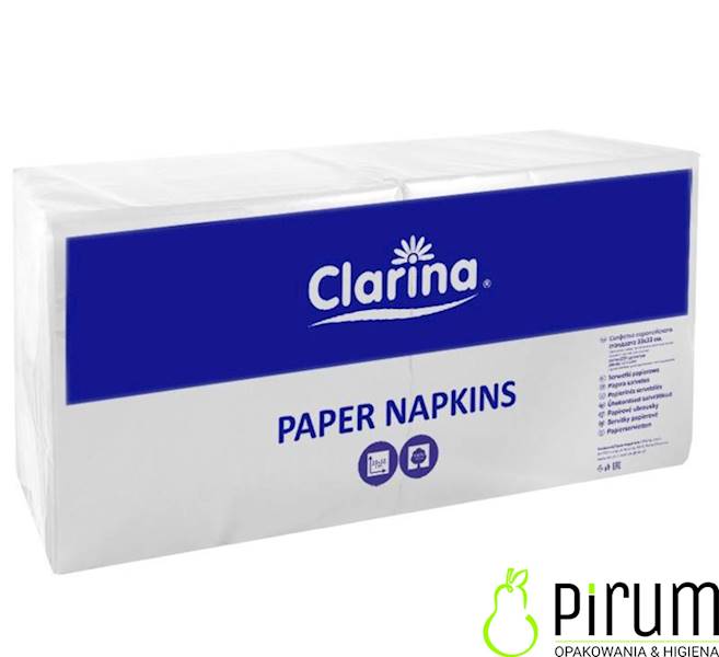 Serwetki 1w 33x33cm BIAŁE 1/4 CLARINA 400szt