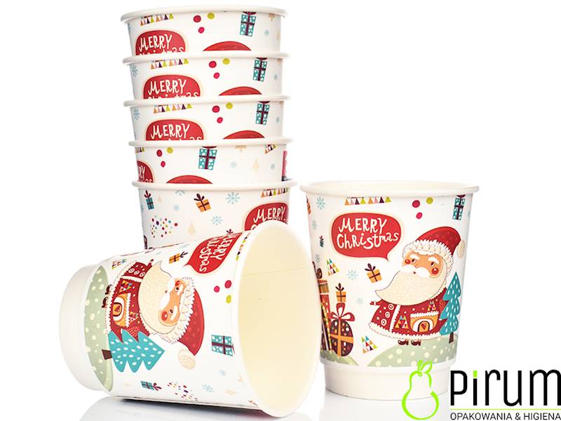 $ Kubek 300ml PAP/PE Termo CHRISTMAS 90mm 25szt 