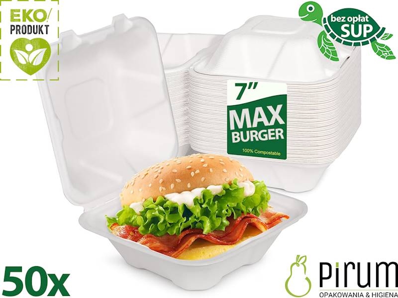 Burger Box MAX 17x17 TRZCINA 7" Love Nature 50szt