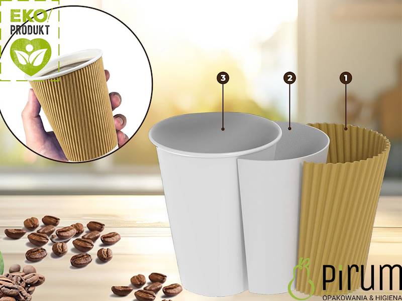 Kubek 420ml PAP 90mm Kraft 3w 30063 RYFLOWANY 25x