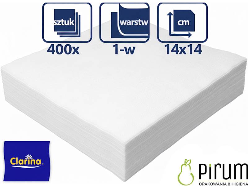 Serwetki 14x14 Białe PROSTE Aku Clarina 500szt